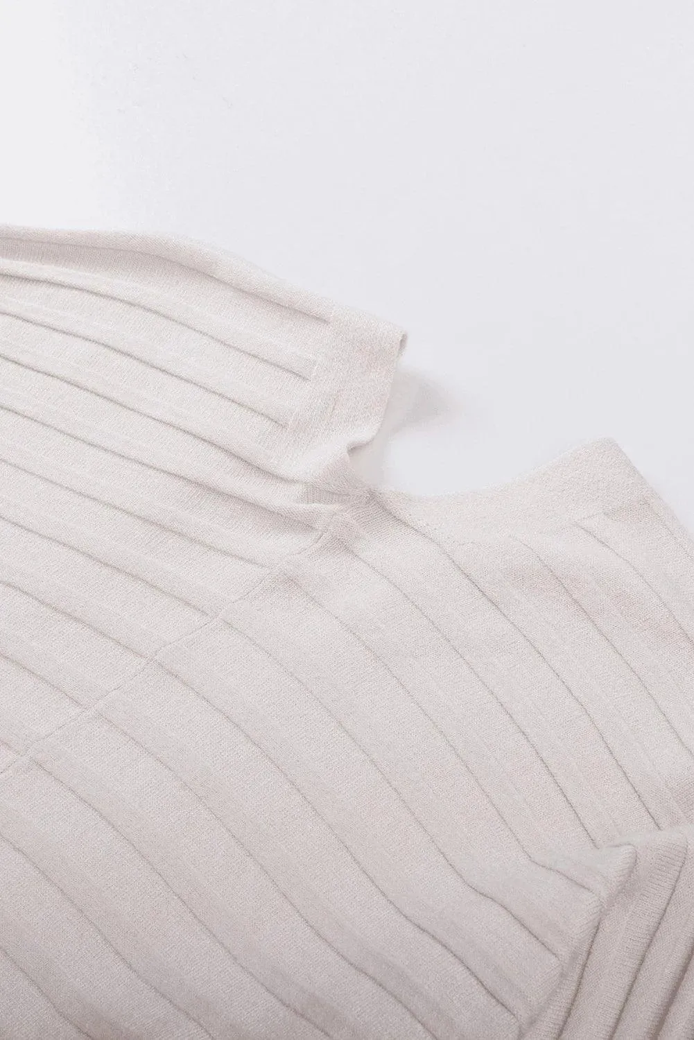 Pink Ribbed Open Front Knit Cardigan