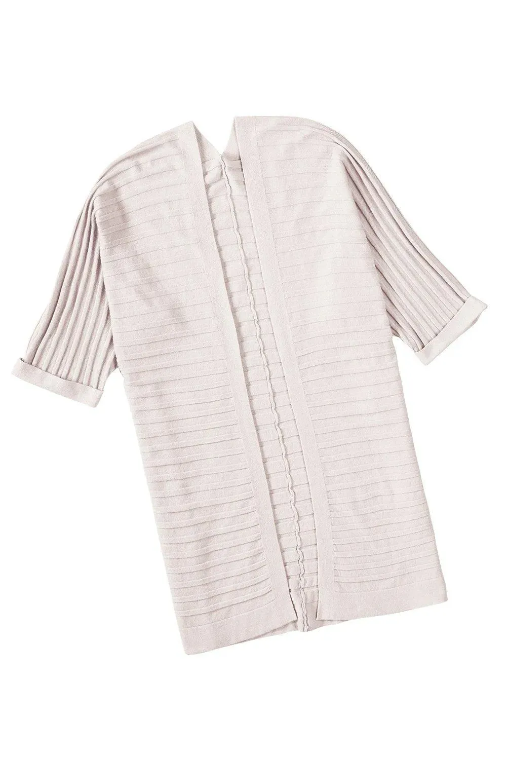 Pink Ribbed Open Front Knit Cardigan