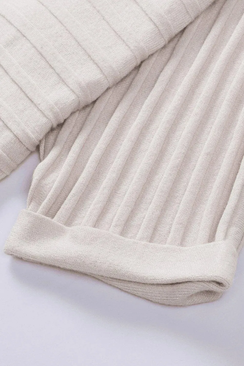 Pink Ribbed Open Front Knit Cardigan