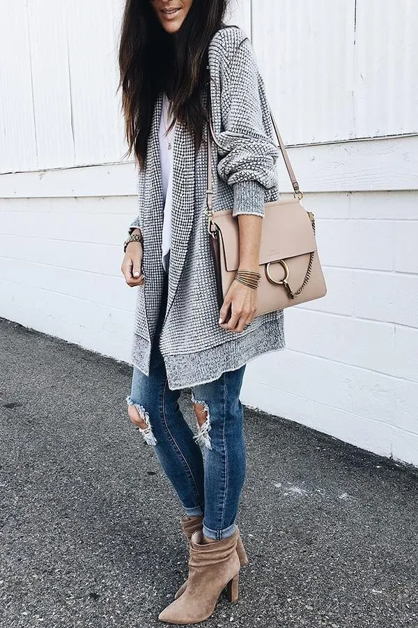 Plaid Long Sleeve Midi Coat