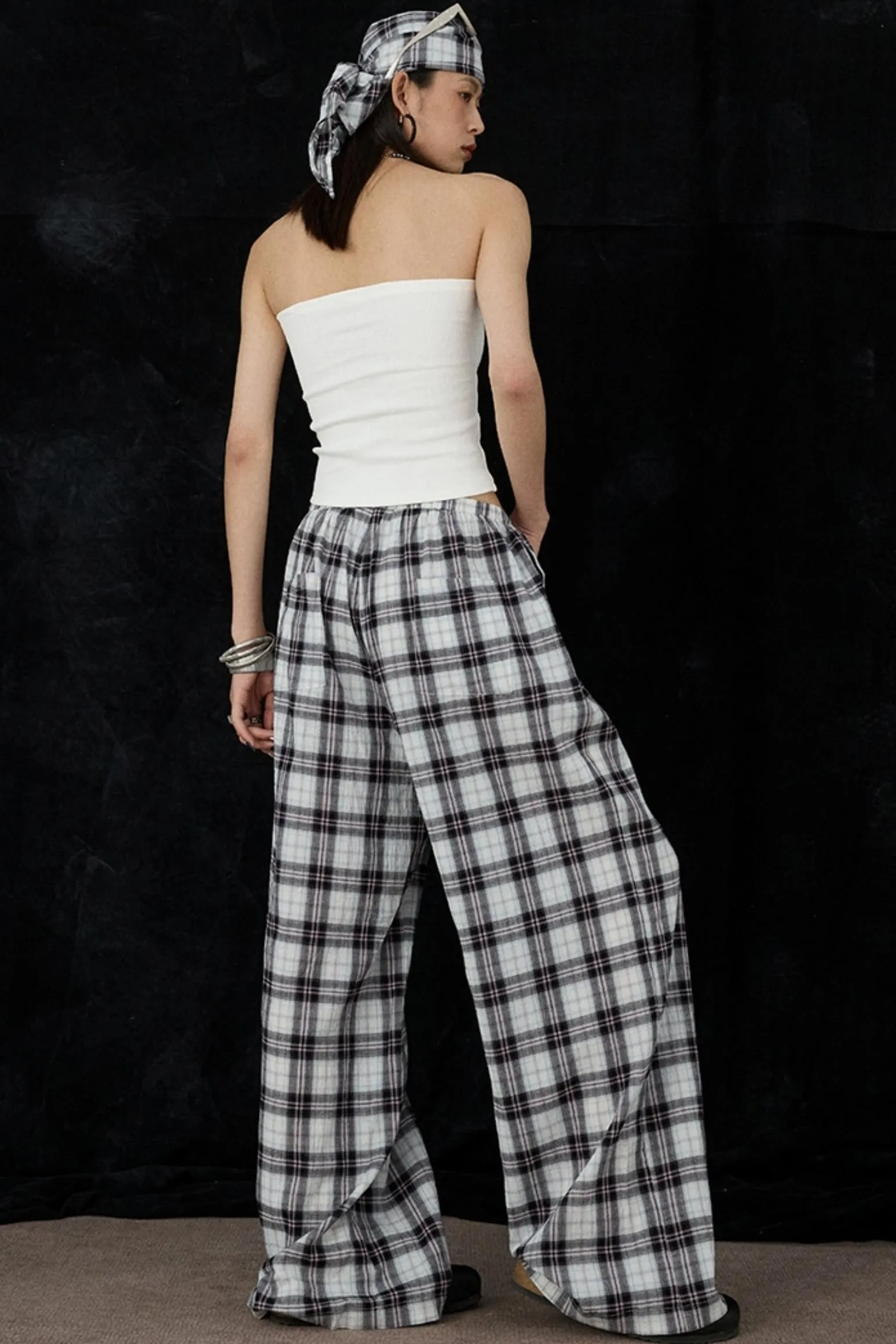 Plaid Wide-Leg Pants