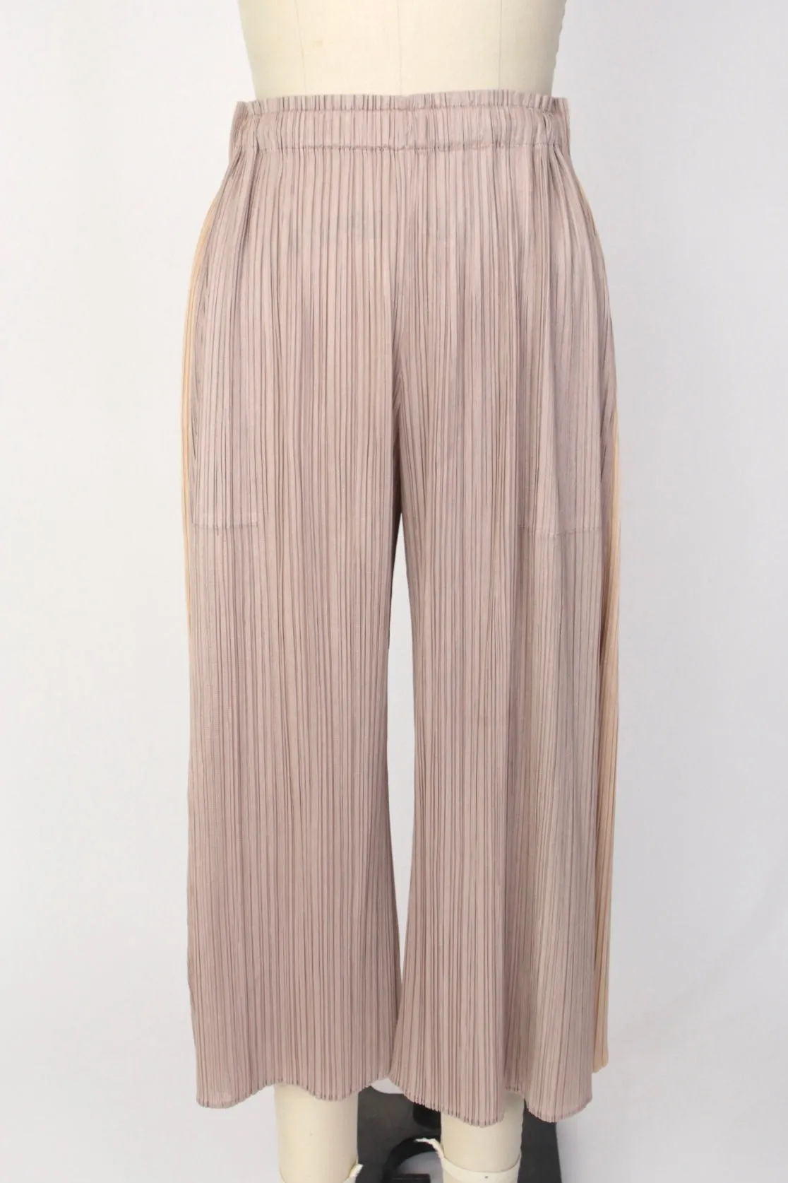 Pleats Please Two Tone Wide-Leg Pants