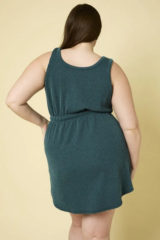 Plus Sleeveless Button Down Waist Tie Si