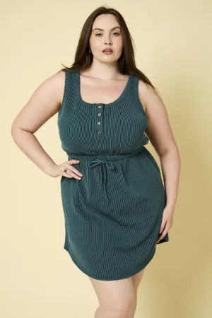 Plus Sleeveless Button Down Waist Tie Si