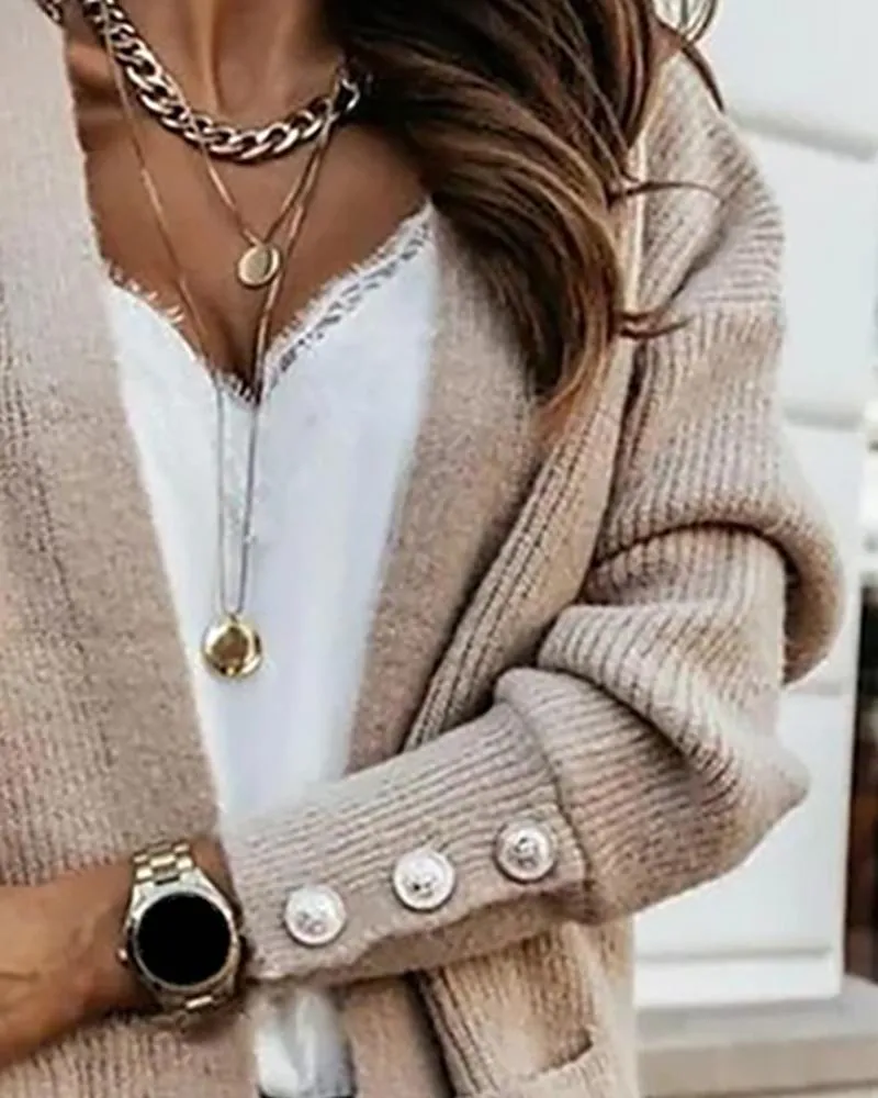 Pocket Design Buttoned Knit Cardigan