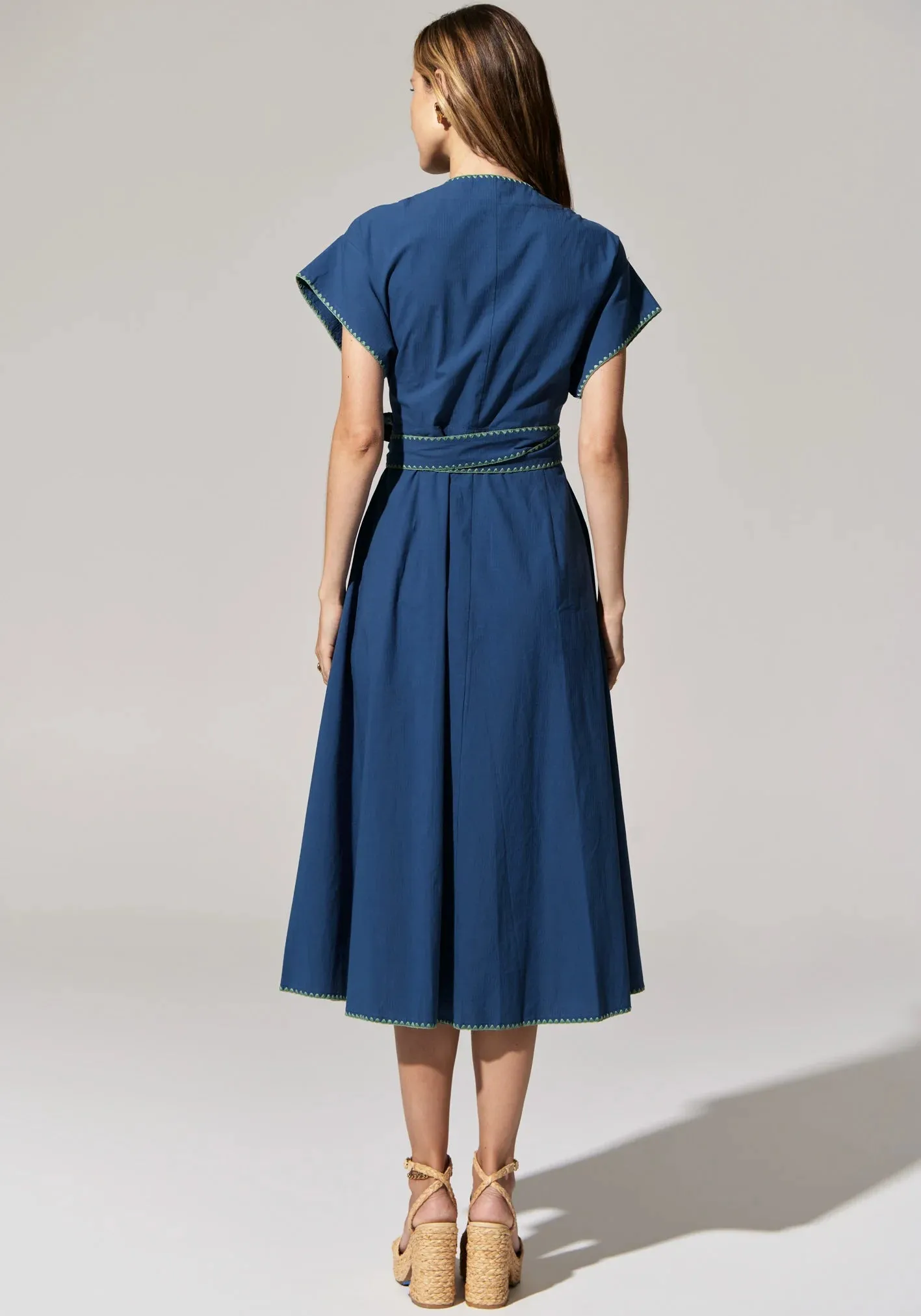 Pol Clothing - Ava Wrap Dress - Blue Green
