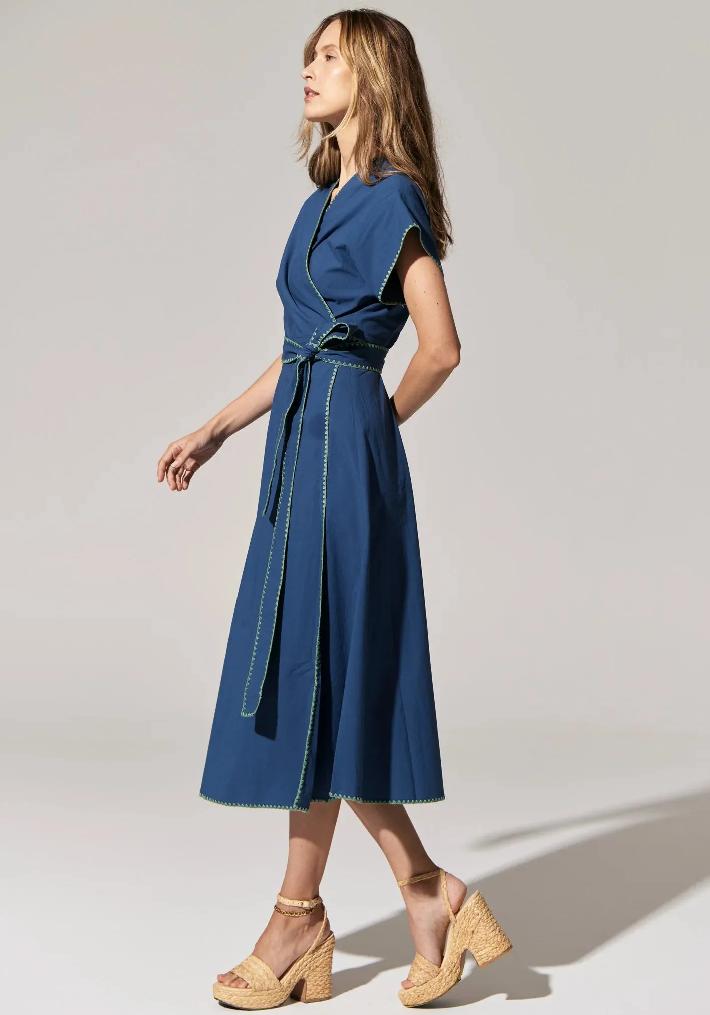 Pol Clothing - Ava Wrap Dress - Blue Green