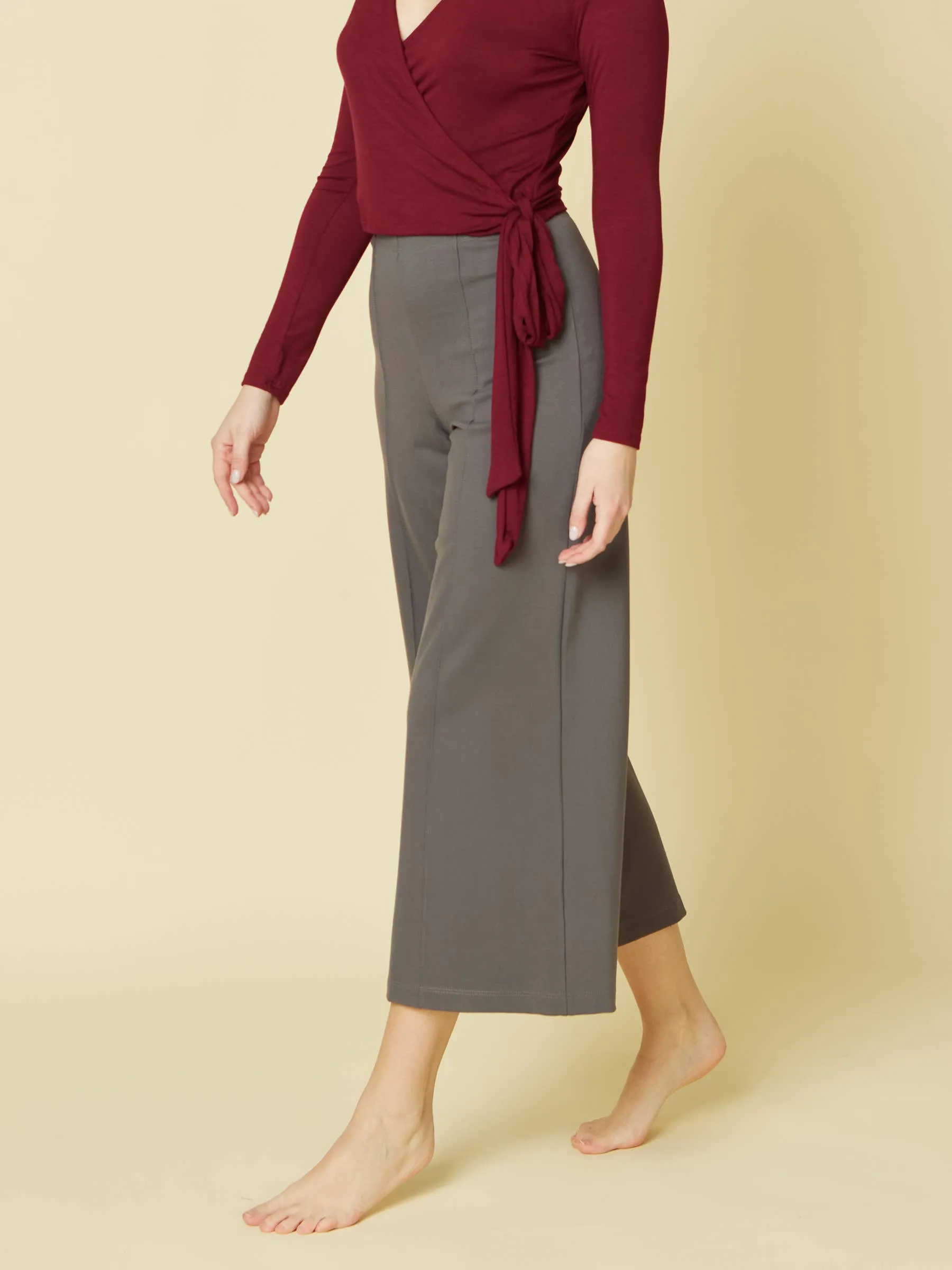 Ponte Wide Leg Ankle Length Pant