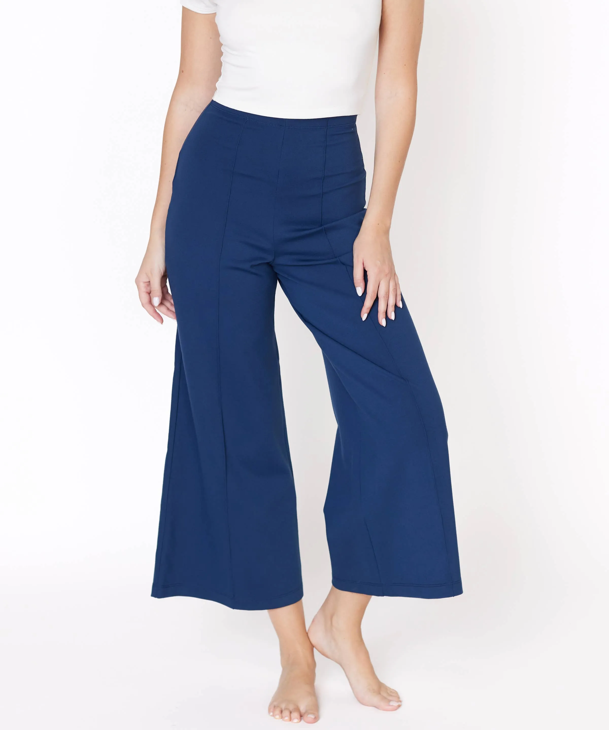 Ponte Wide Leg Ankle Length Pant