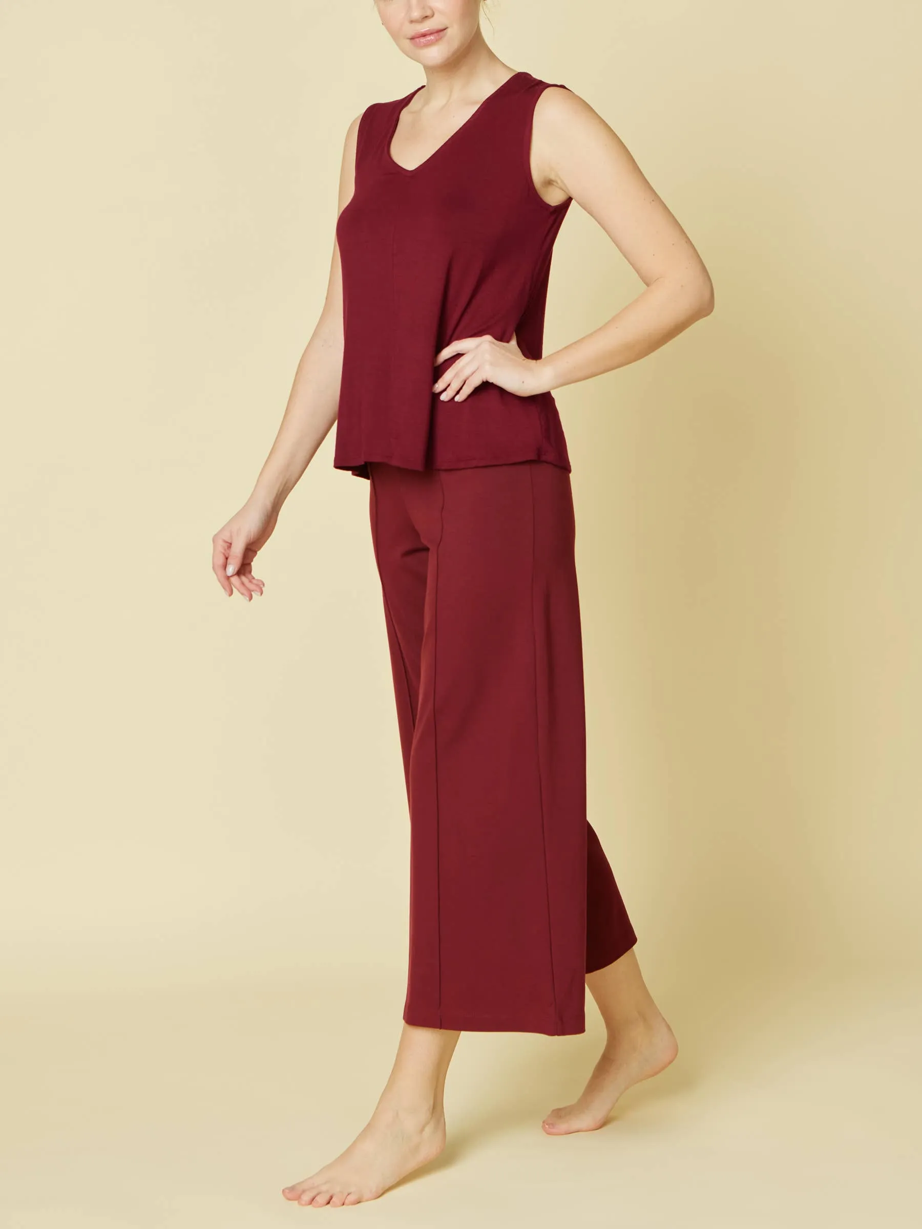 Ponte Wide Leg Ankle Length Pant
