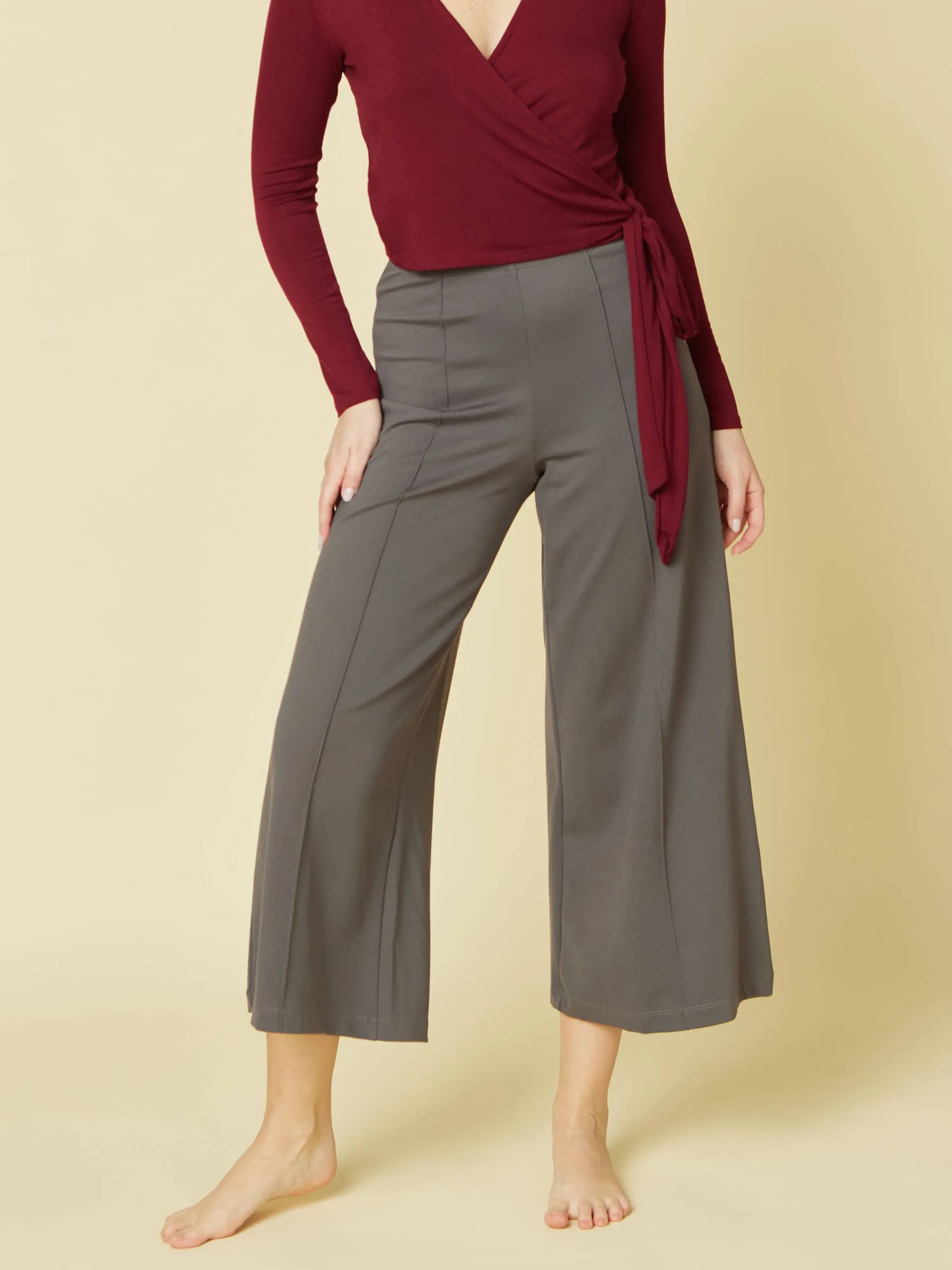 Ponte Wide Leg Ankle Length Pant