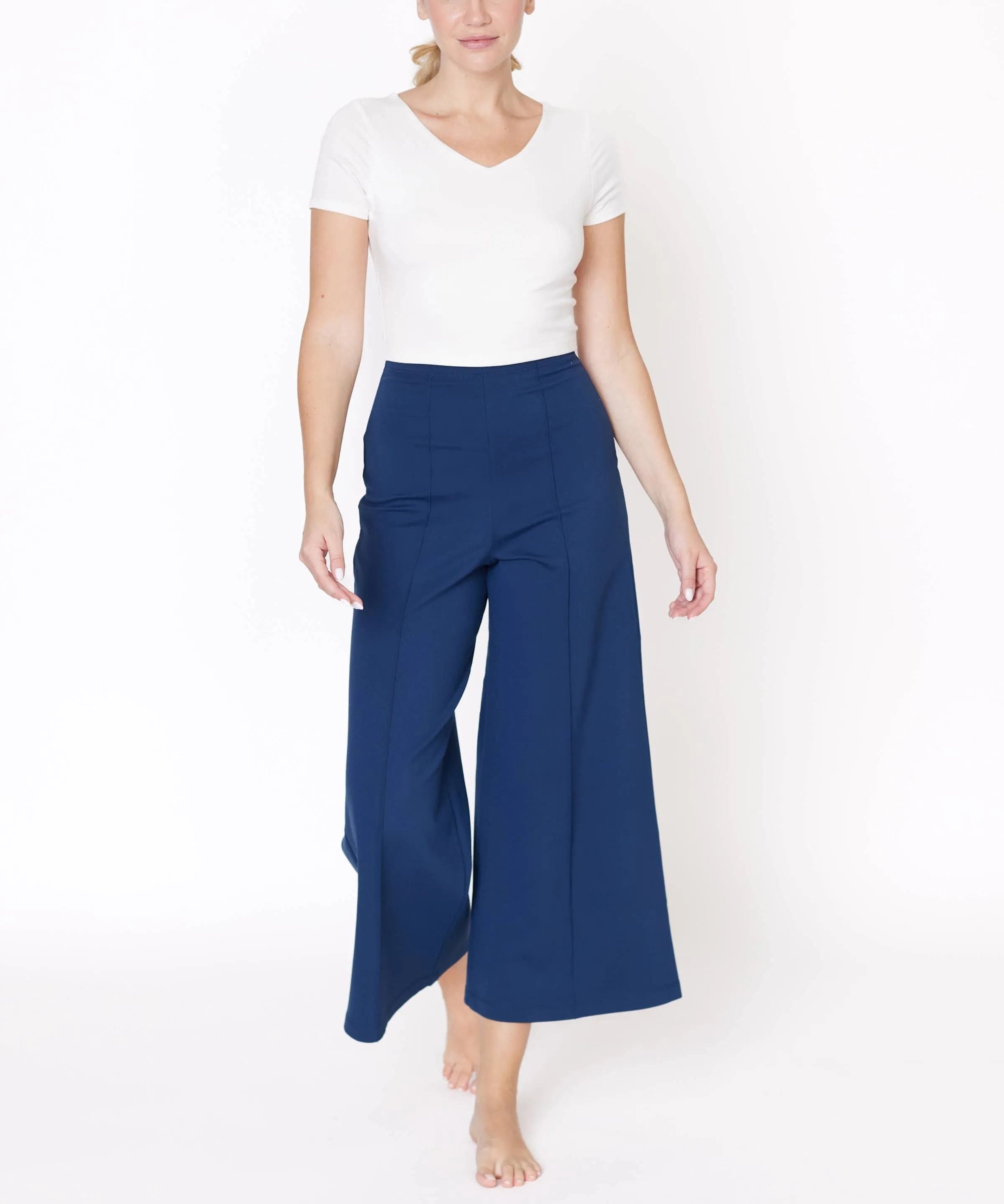 Ponte Wide Leg Ankle Length Pant