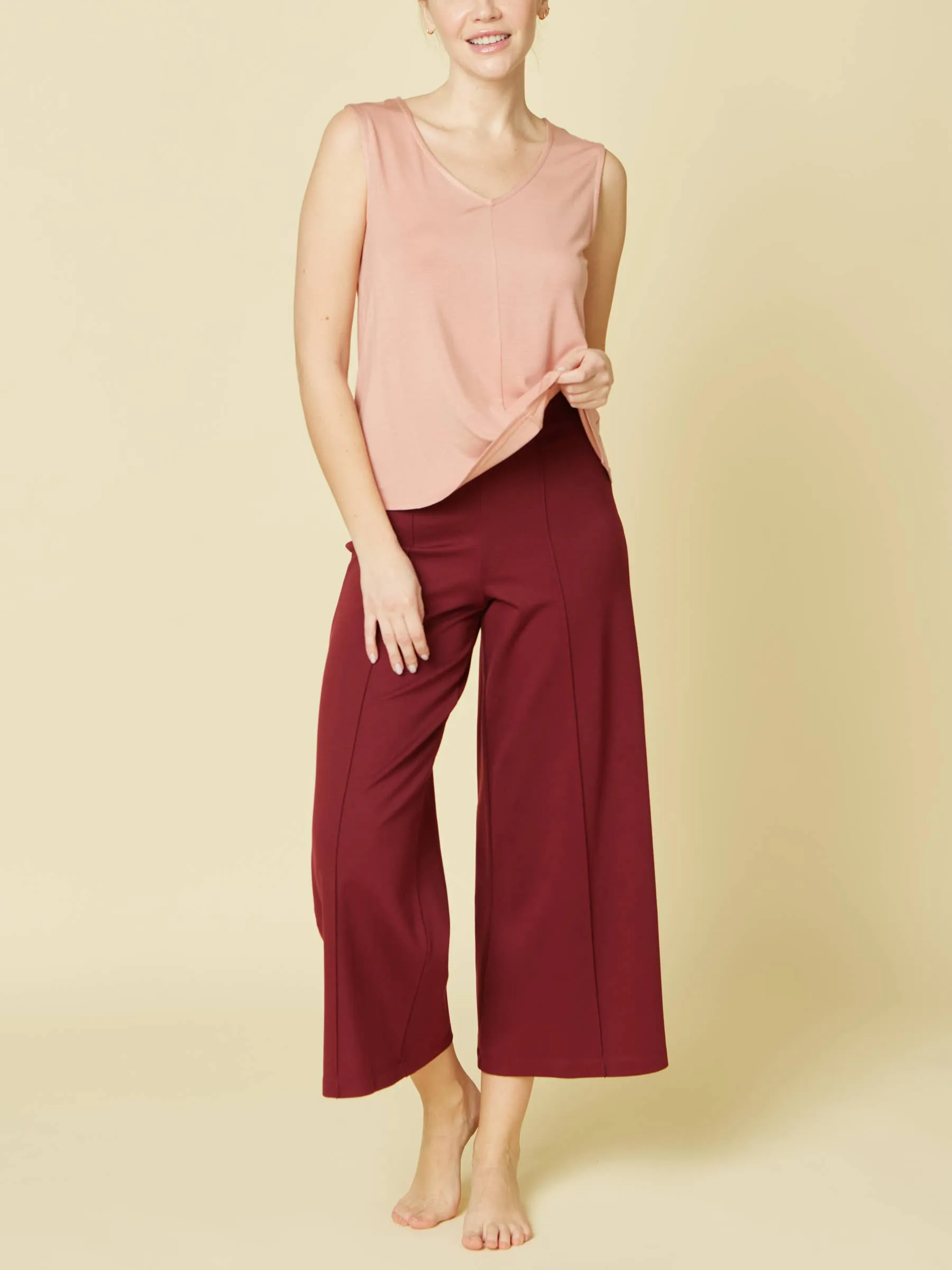 Ponte Wide Leg Ankle Length Pant
