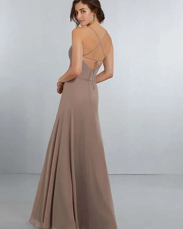 Popular 2018 Bridesmaid Dresses with Spaghetti Straps Simple Sexy Party Gowns Floor Length