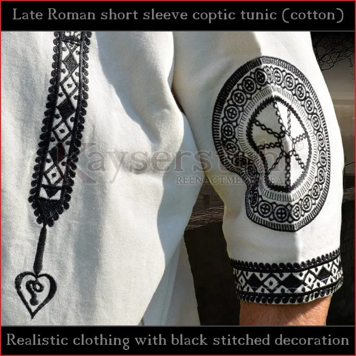 Realistic clothing - Late-Roman Coptic short sleeve tunic (Cotton, black pattern)