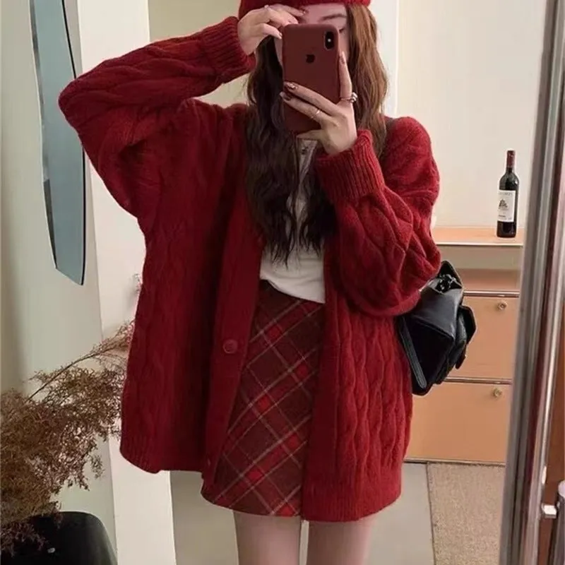 Relaxed-Fit Ribbed Cardigan for Women in Solid Colors