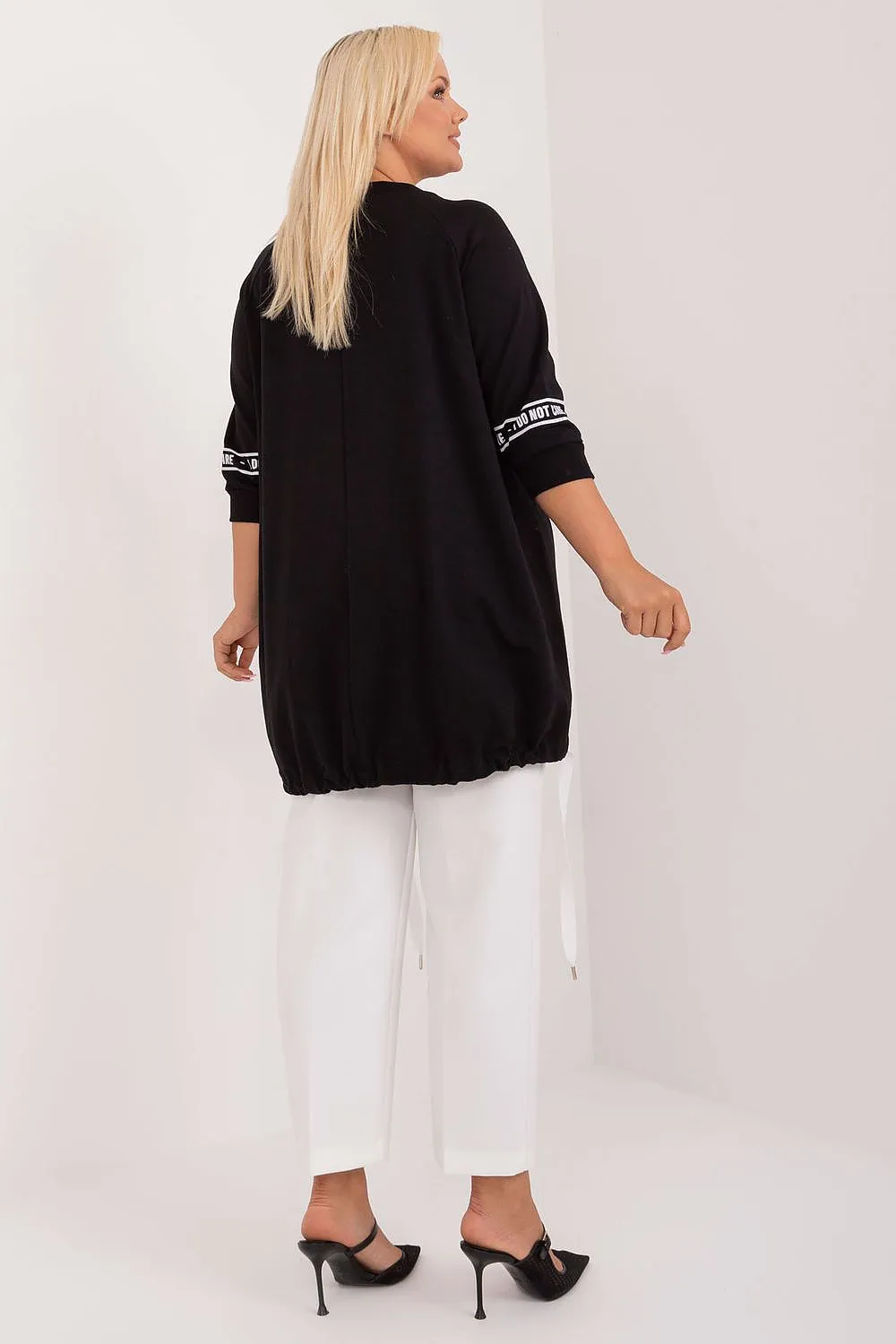Relevance Plus Size Graphic Black Shirt with Drawstring