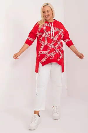 Relevance Plus Size Graphic Red Shirt with Drawstring