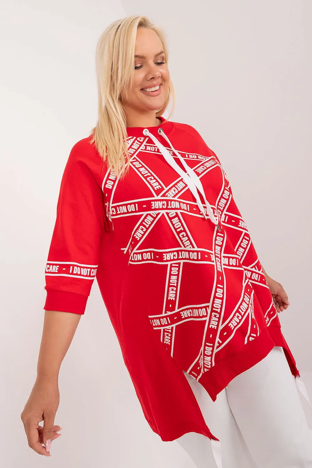 Relevance Plus Size Graphic Red Shirt with Drawstring