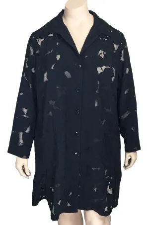 Risona Black Italian Devore Shirt Jacket