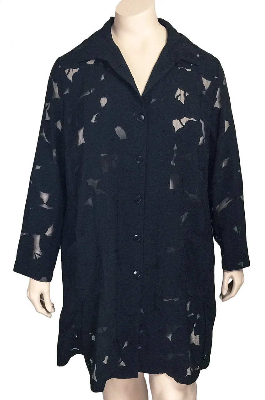 Risona Black Italian Devore Shirt Jacket