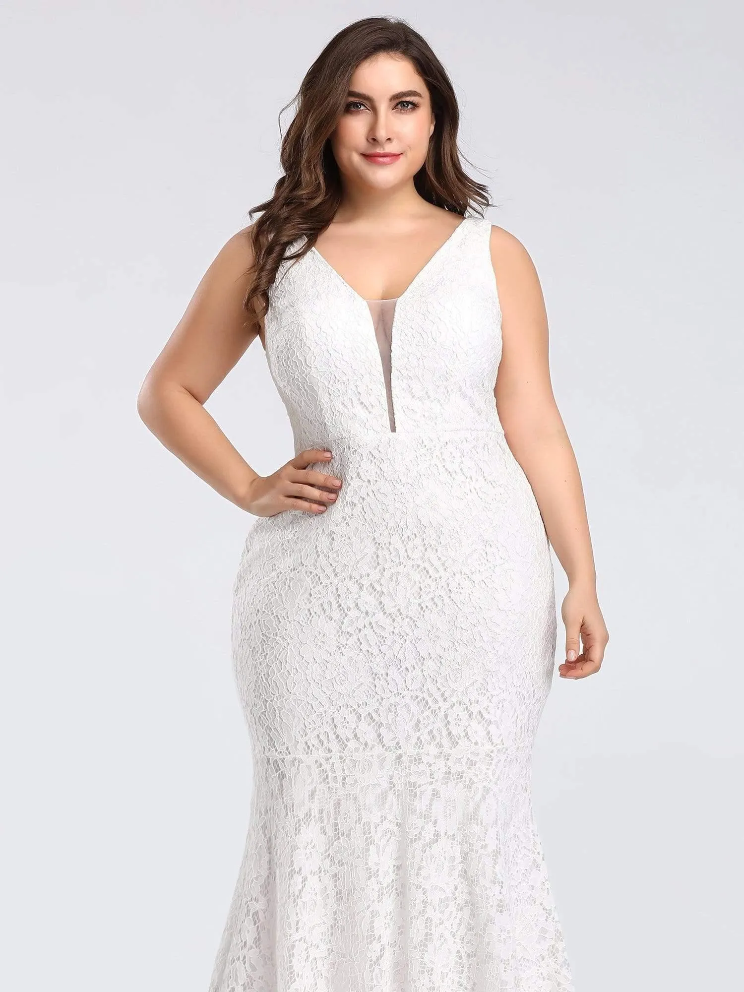 Robes de Soirée Sirène Grande Taille Sexy Ajustées en Dentelle pour la Fête(Vente finale)