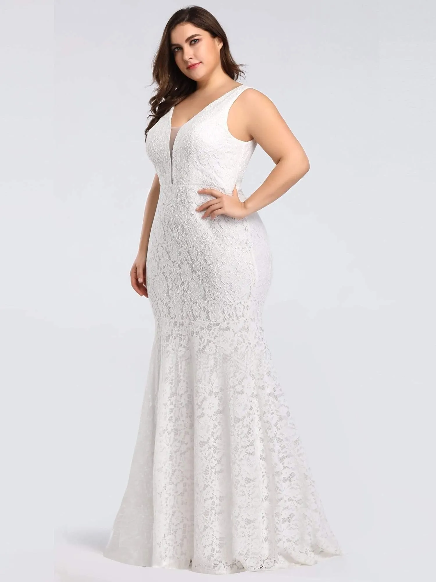Robes de Soirée Sirène Grande Taille Sexy Ajustées en Dentelle pour la Fête(Vente finale)