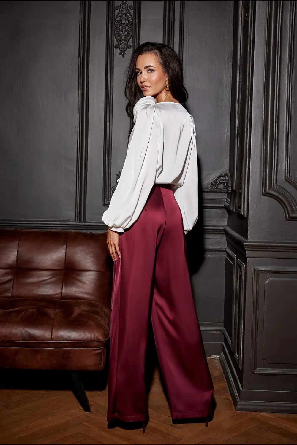Rose-Adorned Puff Sleeve Blouse