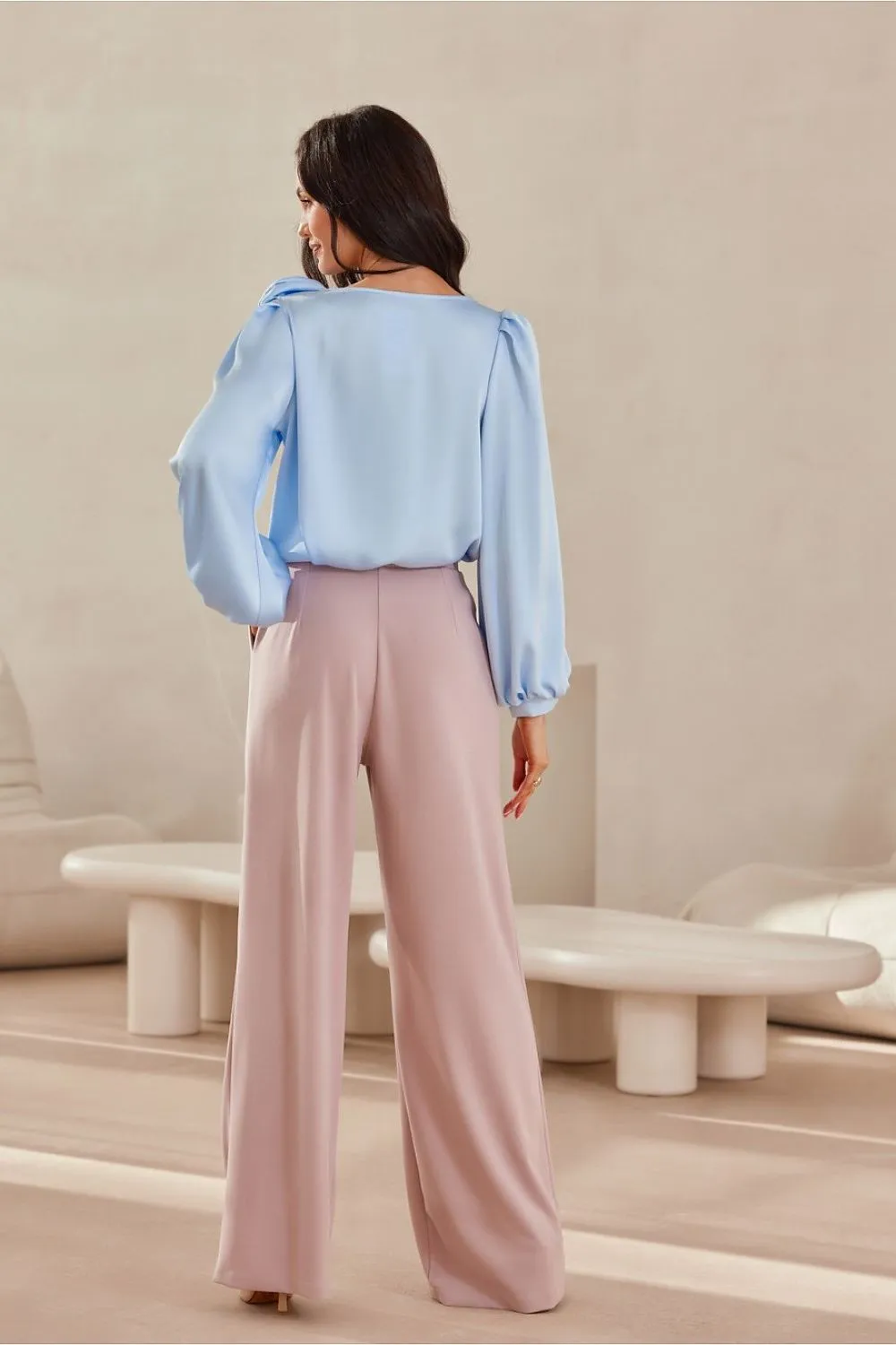 Rose-Adorned Puff Sleeve Blouse