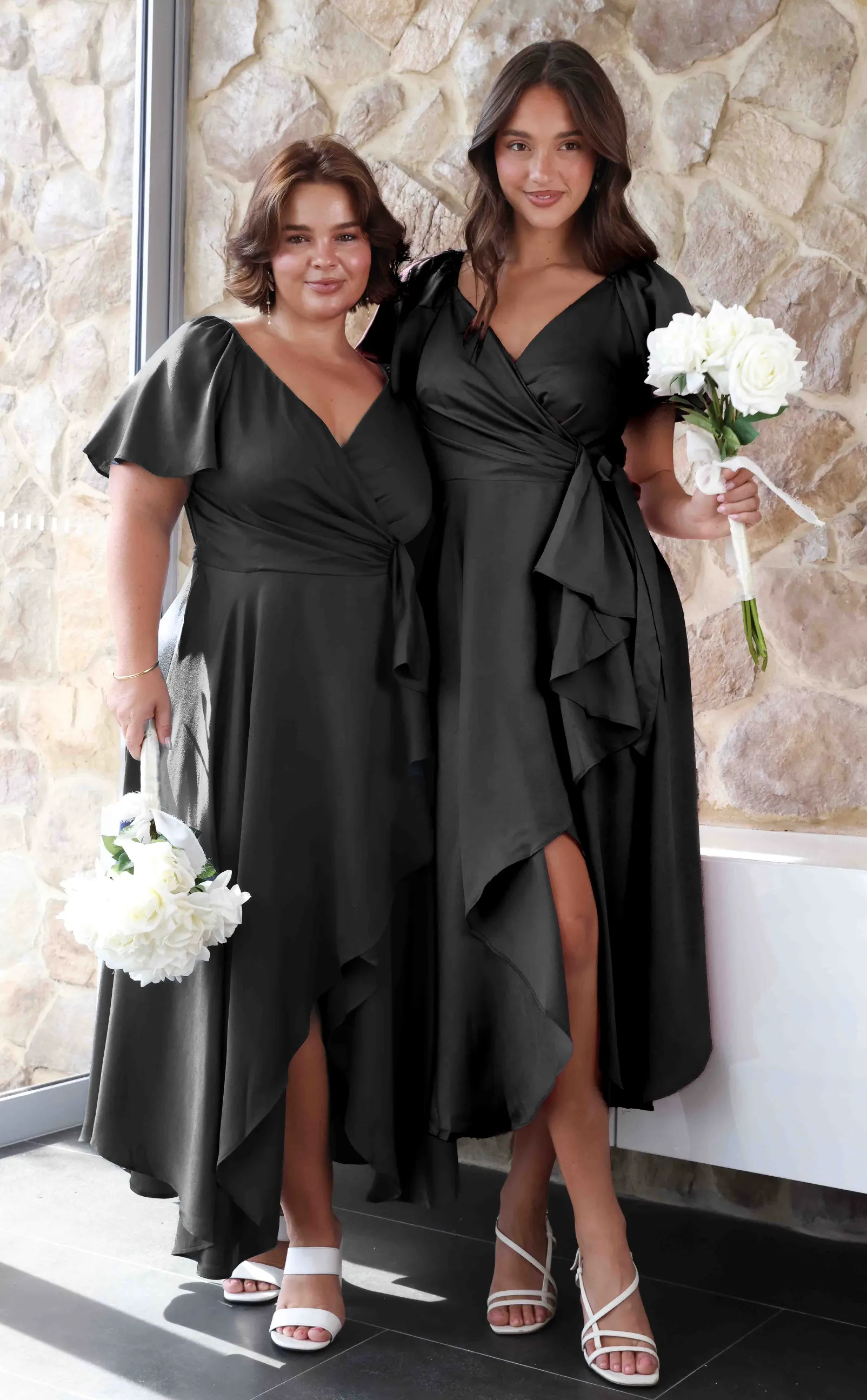 Rossetti Short Sleeve Wrap Maxi Dress - Black