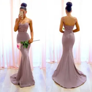 Roycebridal Sexy Long Mermaid Lace Bridesmaid Dresses Spaghetti-Straps
