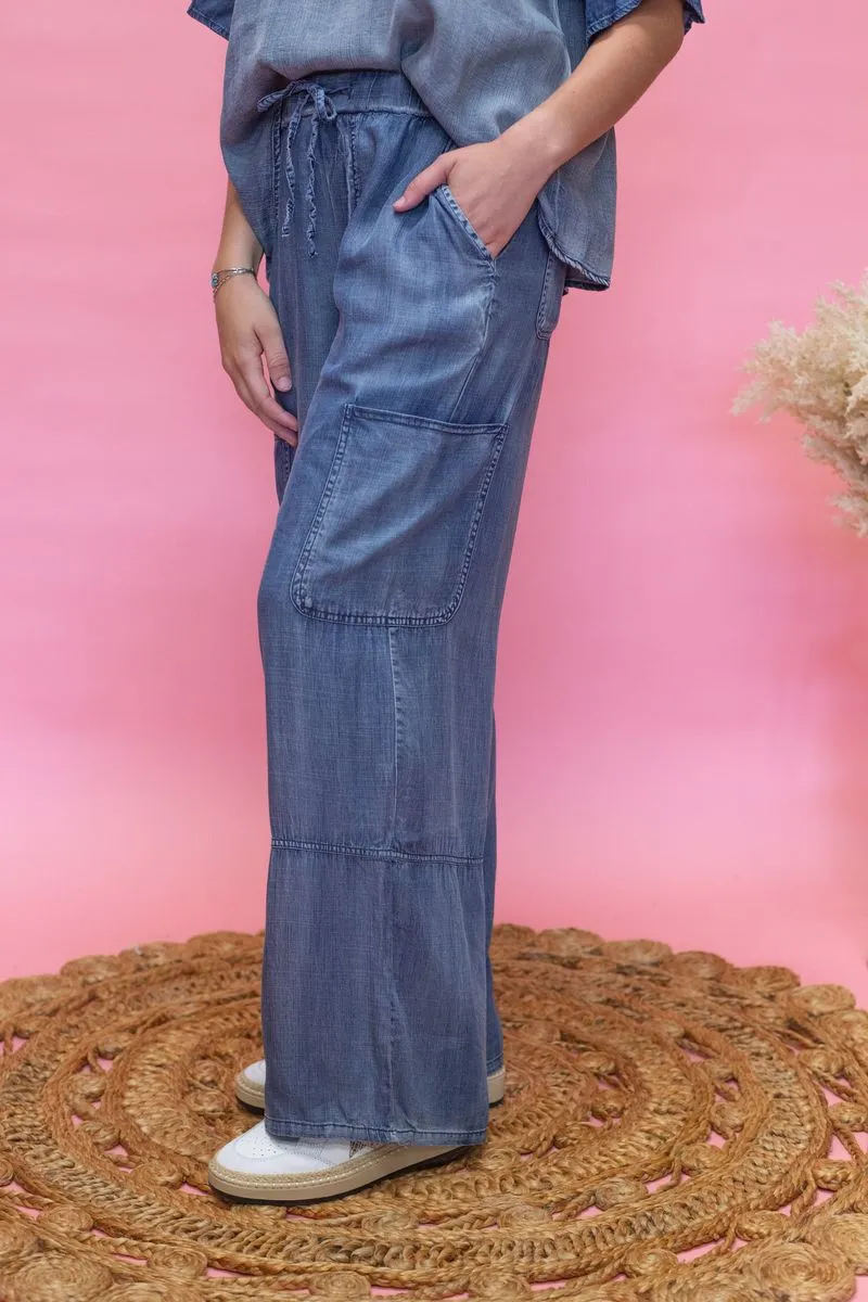 S70605 Denim Wide Leg Pants