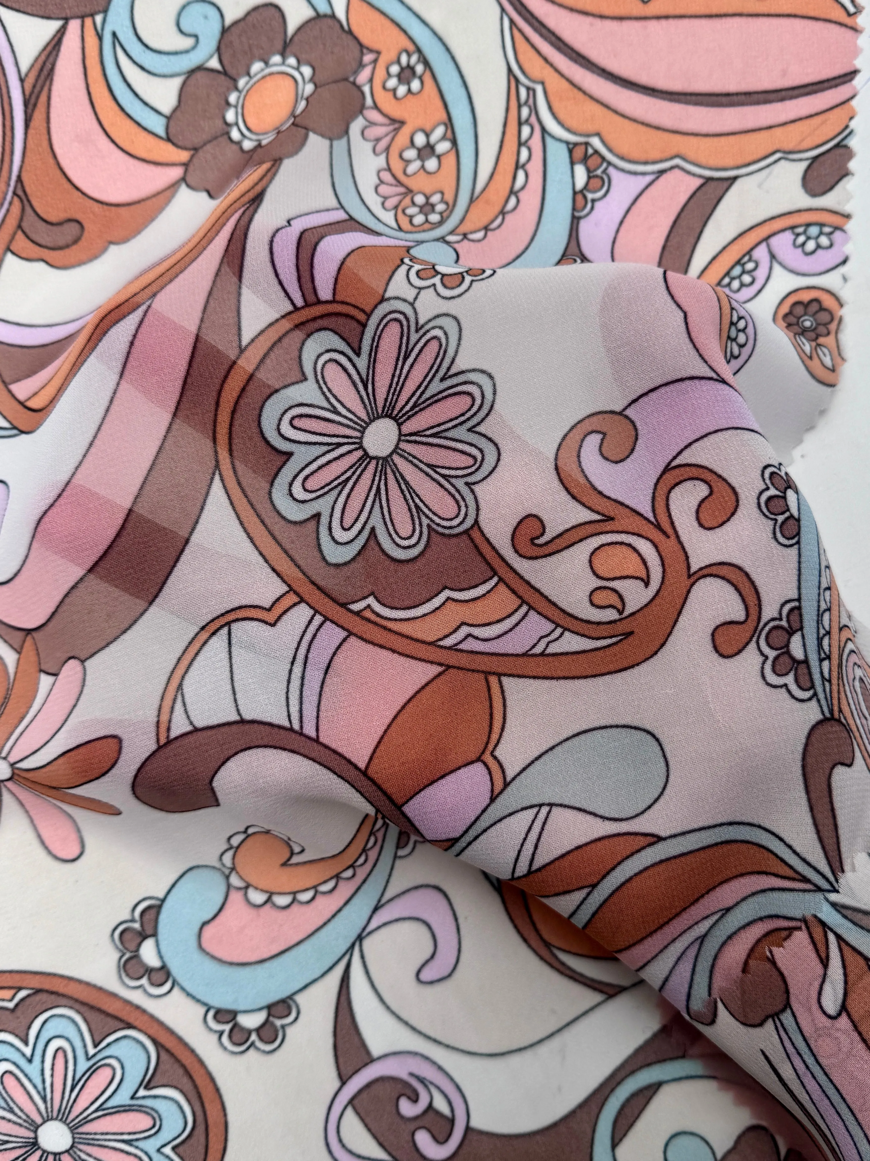 Sand Terracotta Floral Print Hi Multi Chiffon
