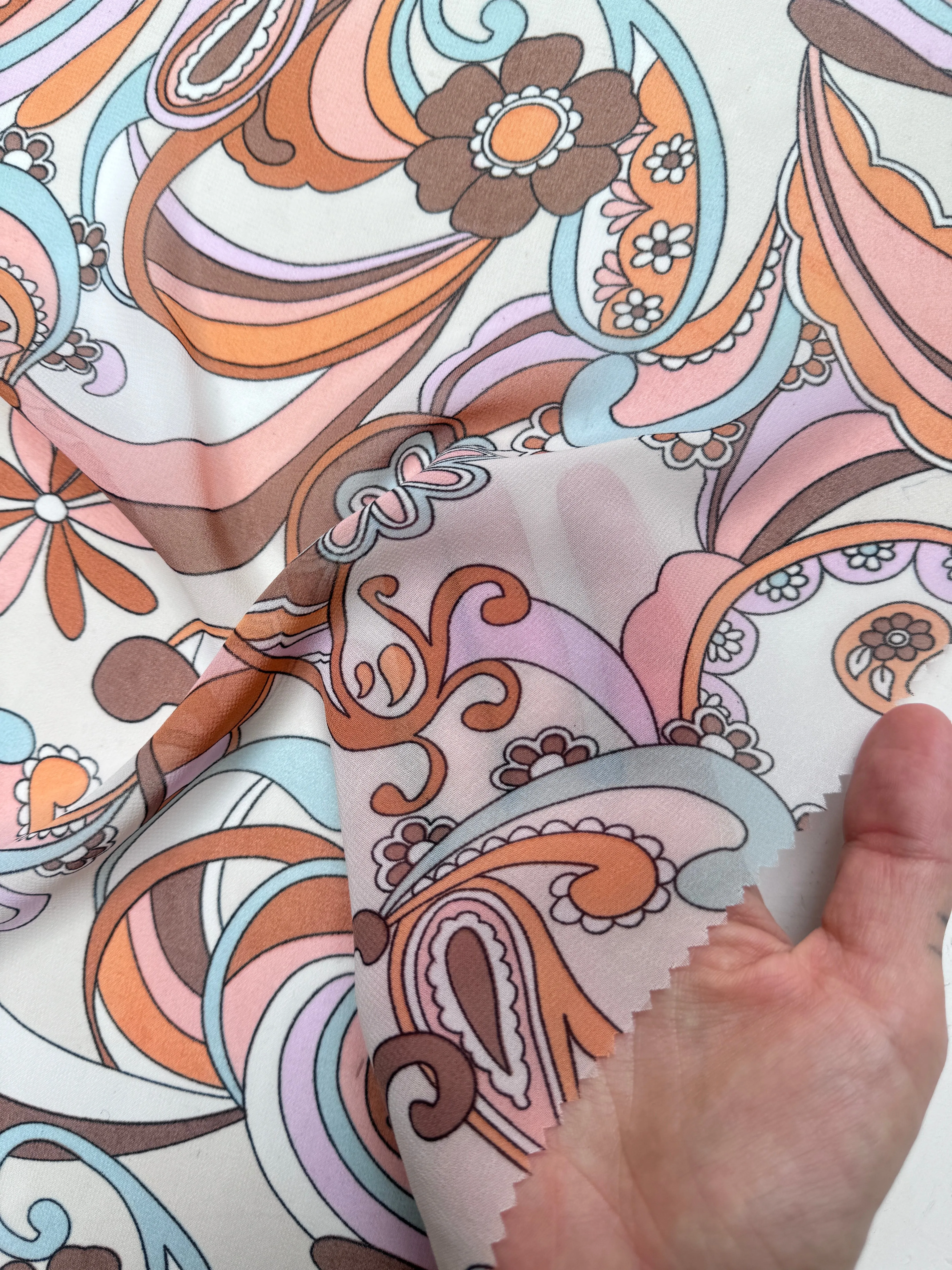 Sand Terracotta Floral Print Hi Multi Chiffon