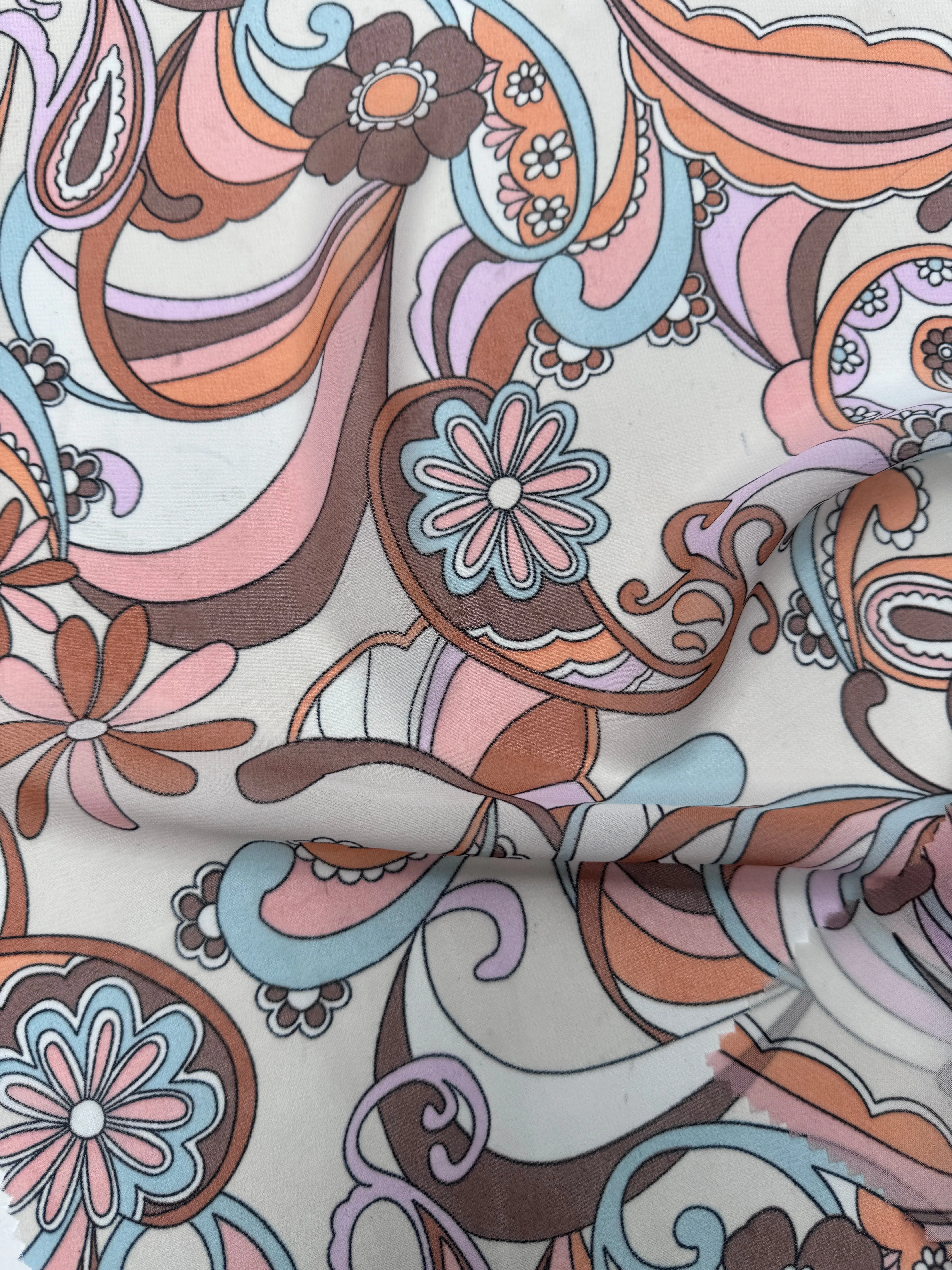 Sand Terracotta Floral Print Hi Multi Chiffon