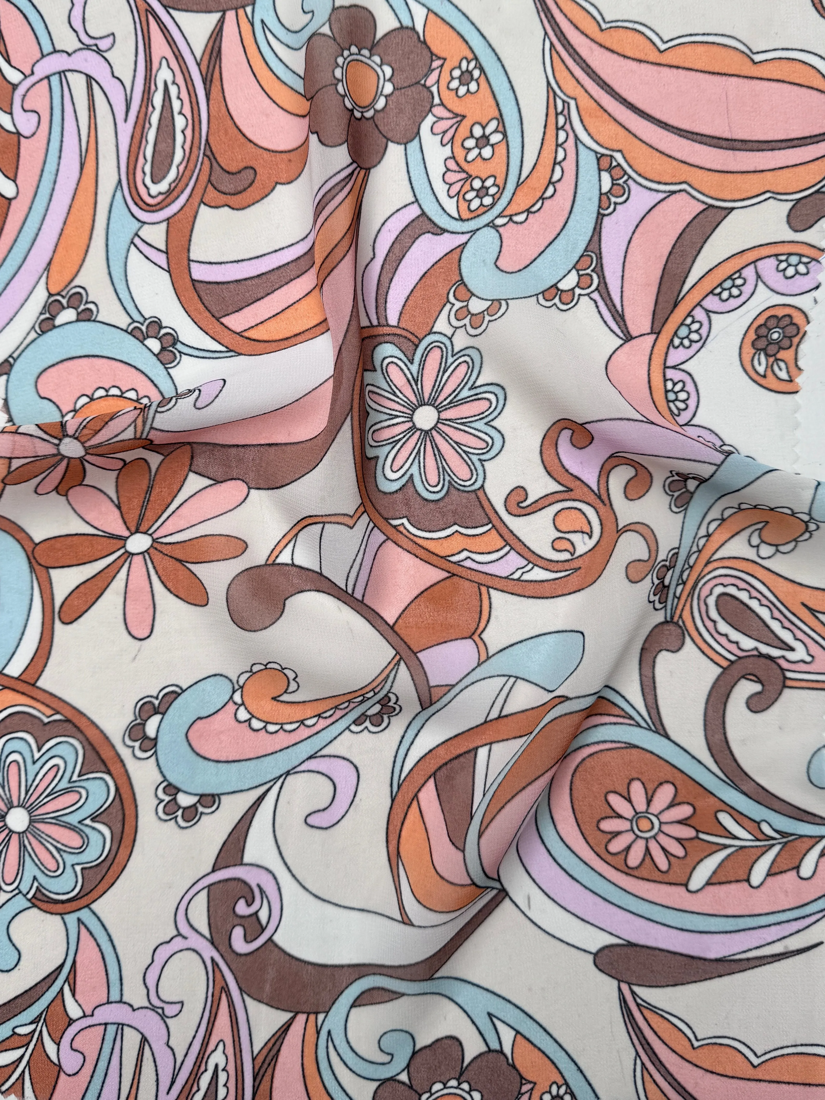 Sand Terracotta Floral Print Hi Multi Chiffon