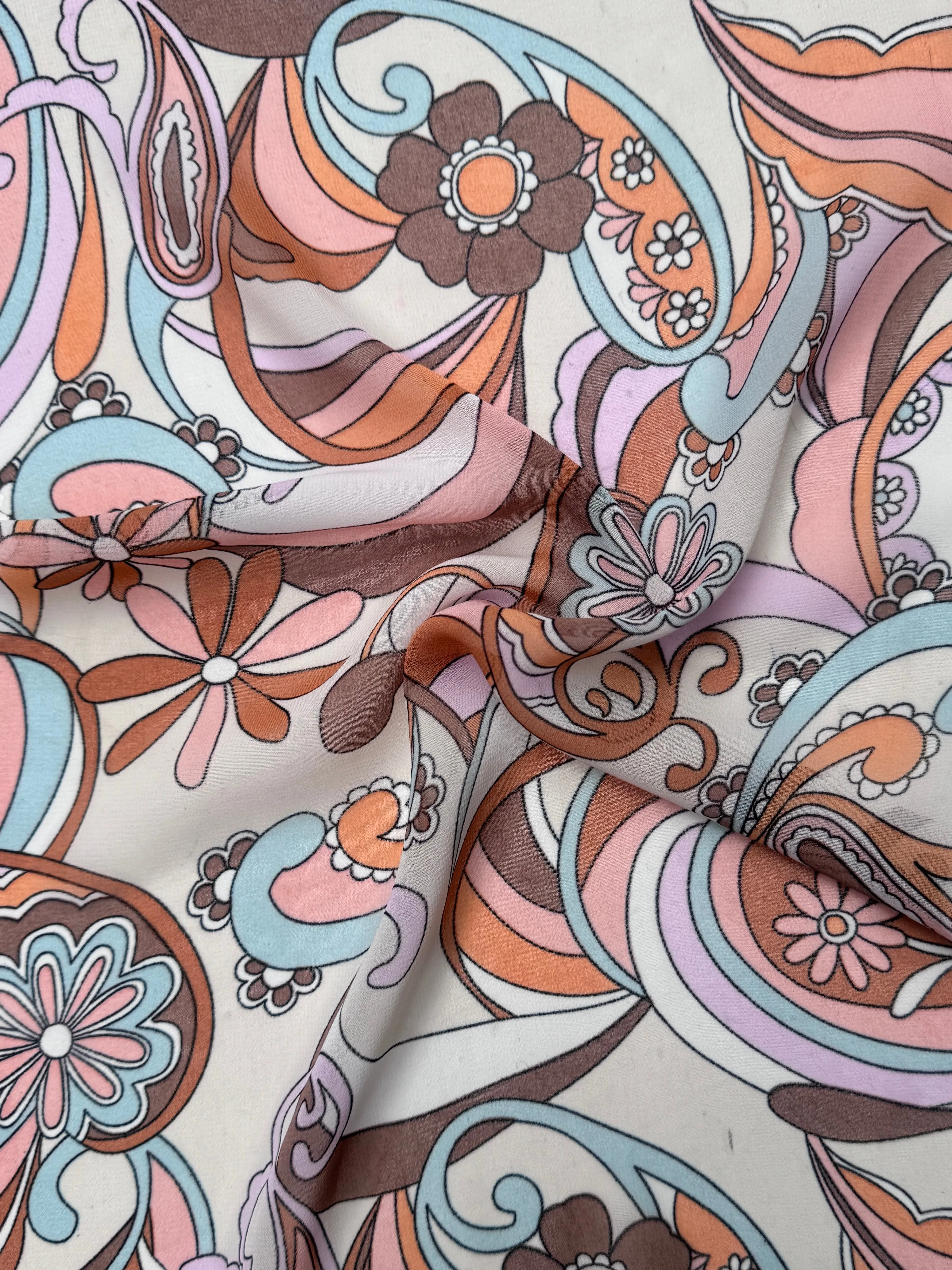 Sand Terracotta Floral Print Hi Multi Chiffon