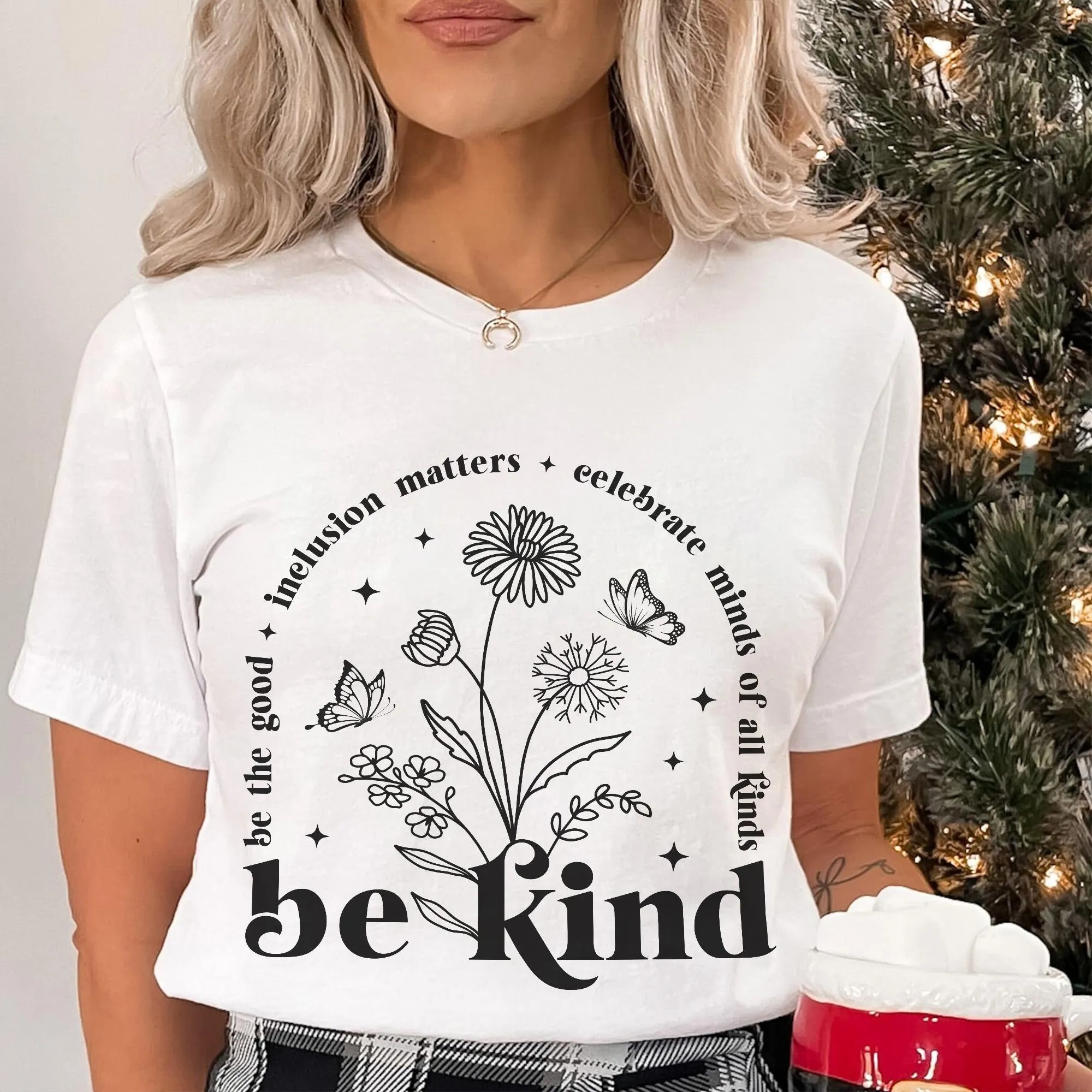 Sandjest Inspirational T-Shirt Celebrate Minds of All Kinds Be Kind Gift for Women Girl Friends