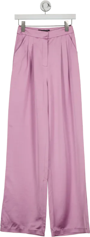 SELMACILEK Purple Wide Leg Satin Pants UK XS