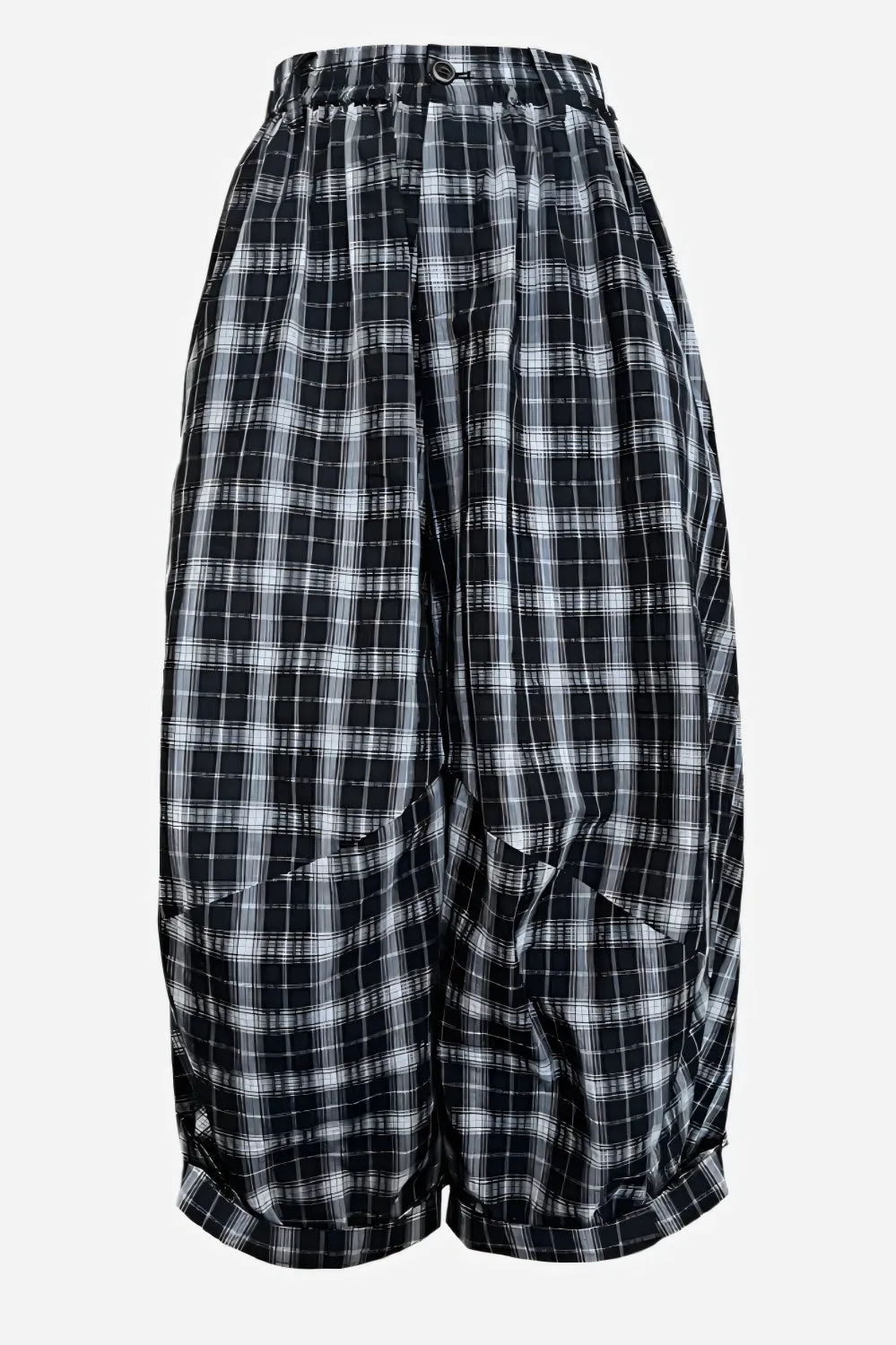 Shadow Plaid Wide-Leg Pants