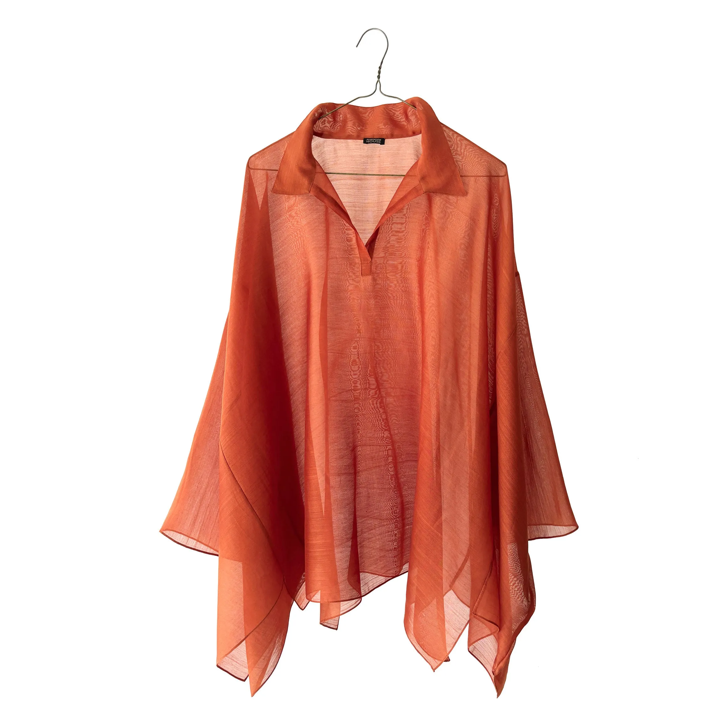 Sheer Wide Cut-Away Panel Pullover Tunic