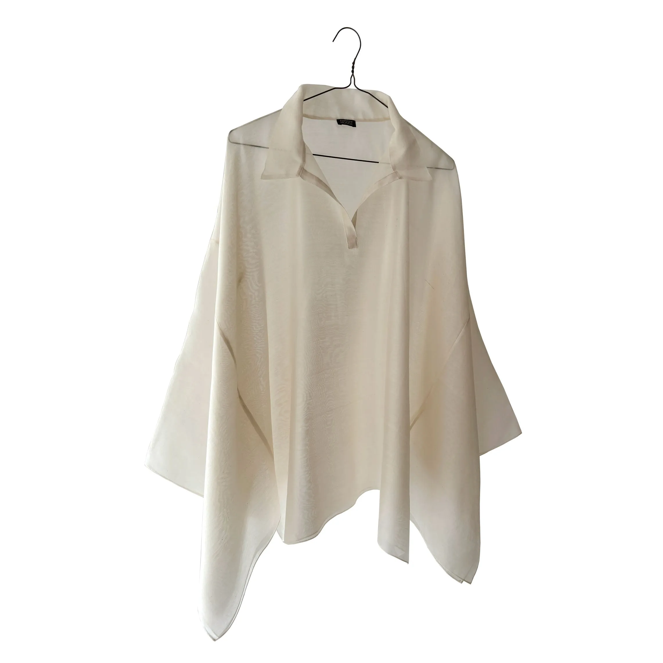 Sheer Wide Cut-Away Panel Pullover Tunic