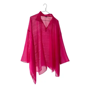 Sheer Wide Cut-Away Panel Pullover Tunic