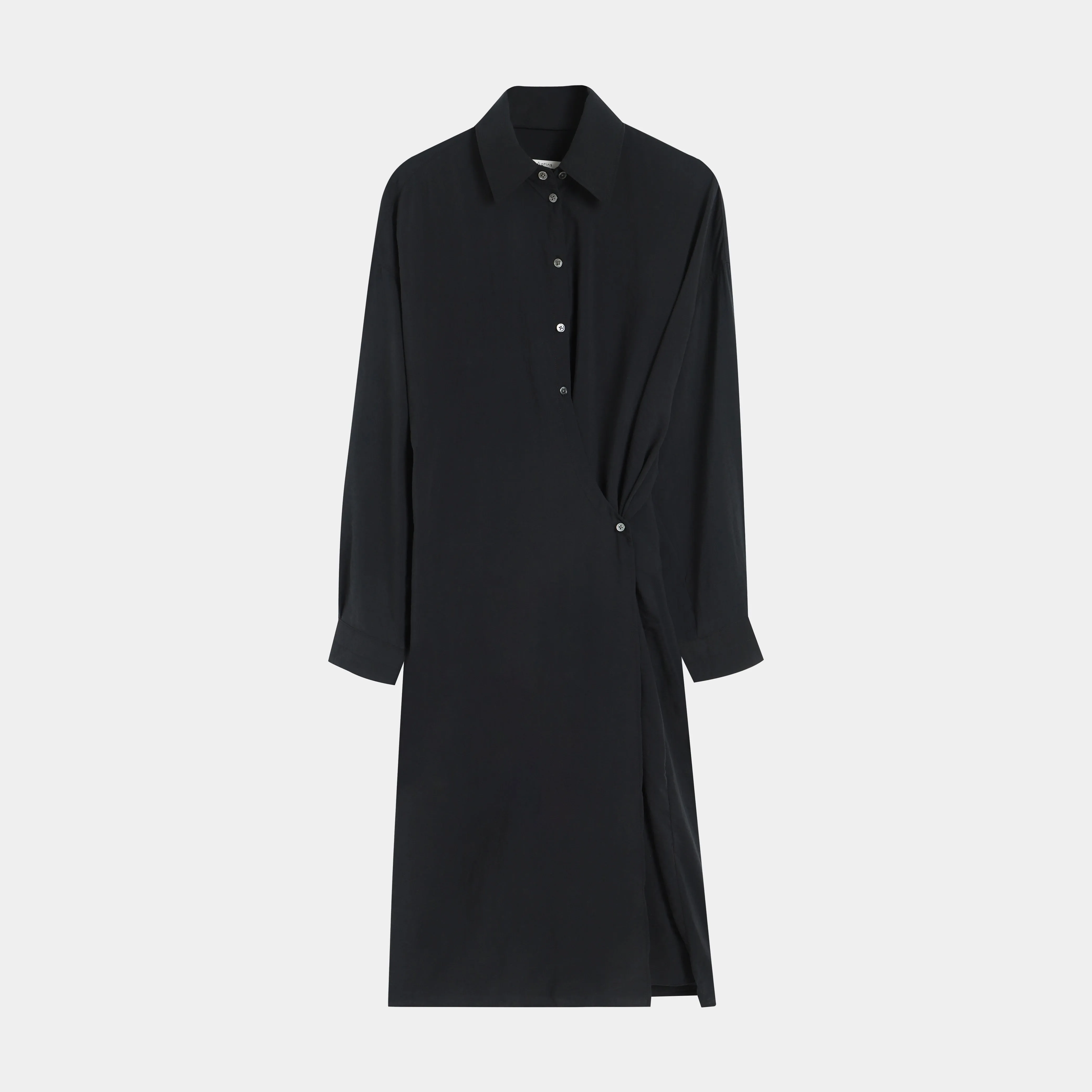 Silk Wrap Shirt Dress