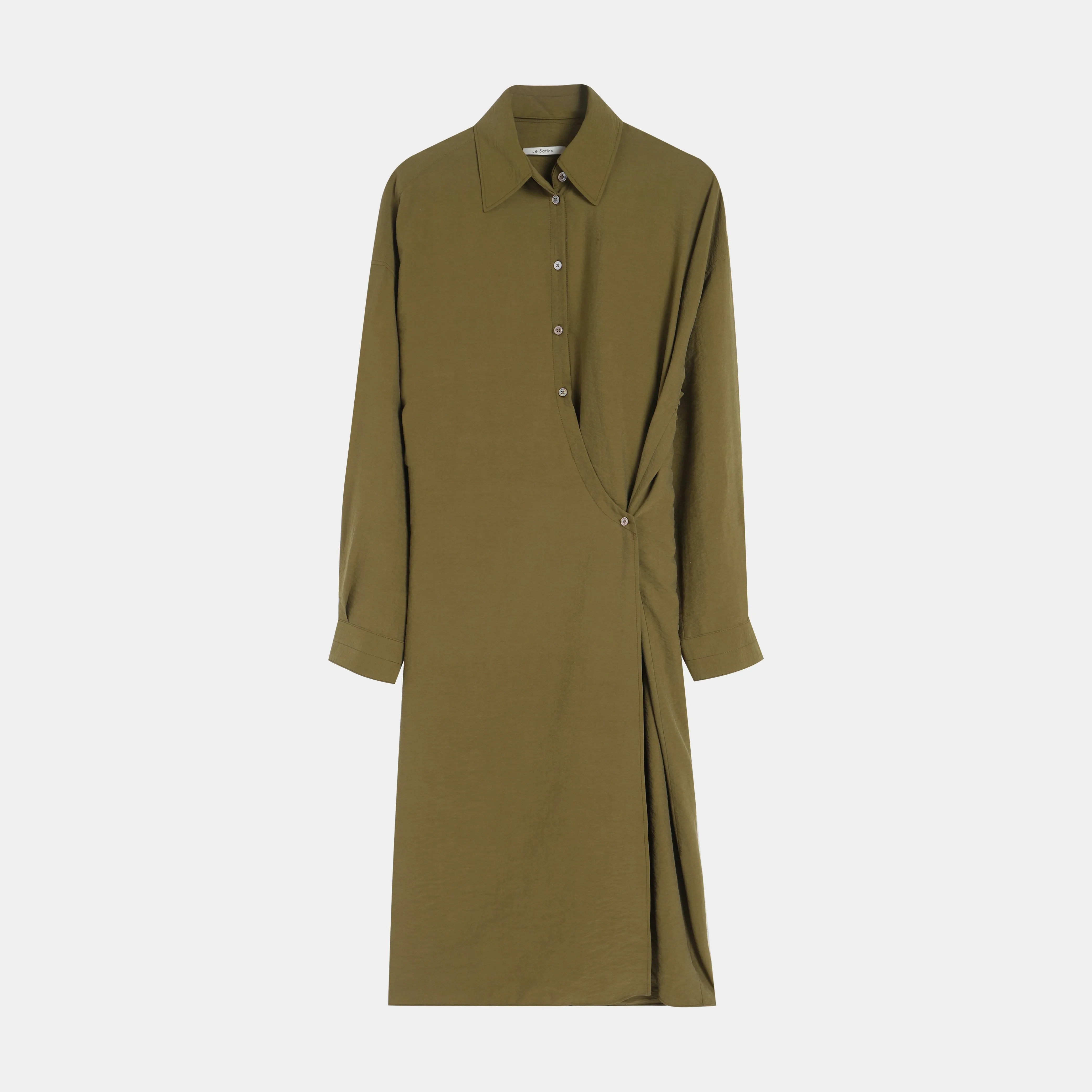 Silk Wrap Shirt Dress