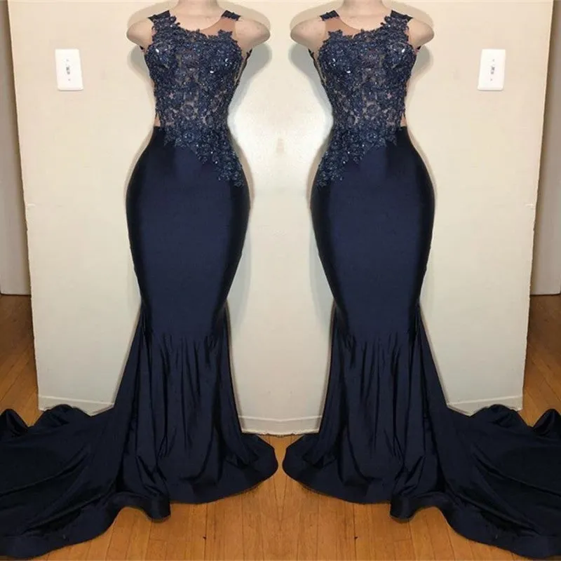 Sleeveless Mermaid Prom Dress with Intricate Appliques