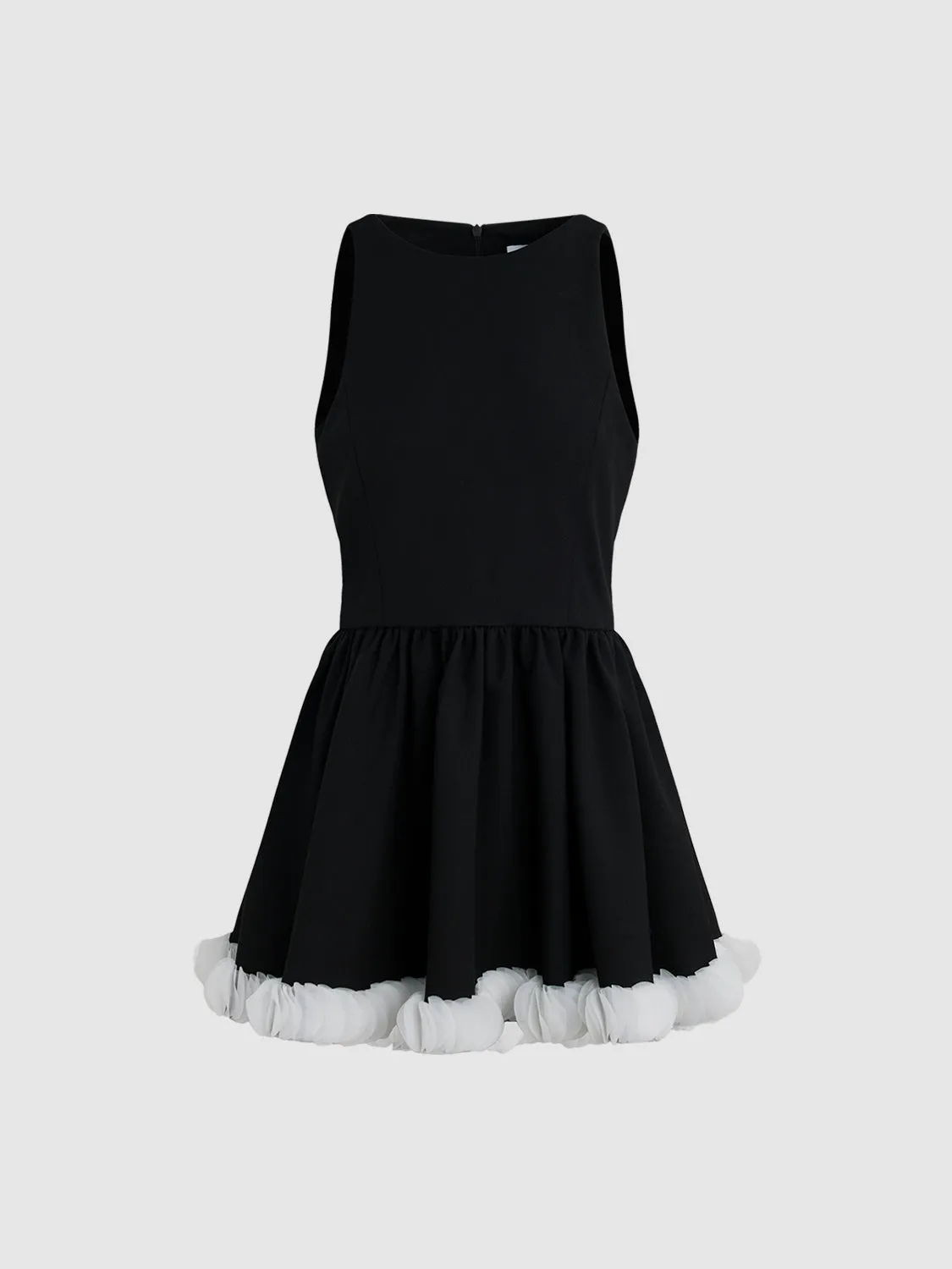 Sleeveless Mesh Hem Dresses