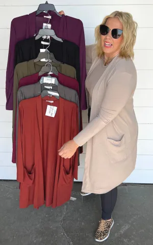 SLOUCHY POCKET OPEN CARDIGAN - Final Sale
