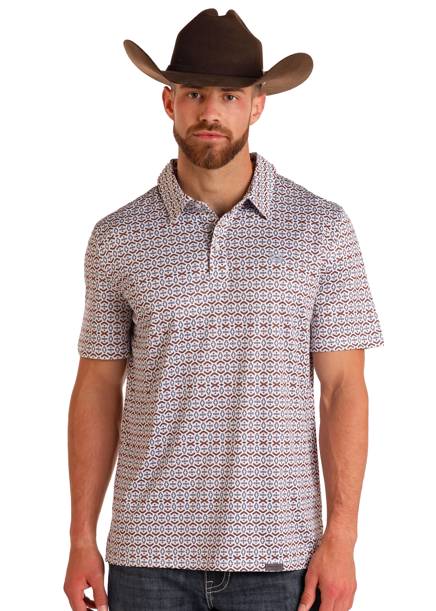 Small Aztec Print Performance Polo