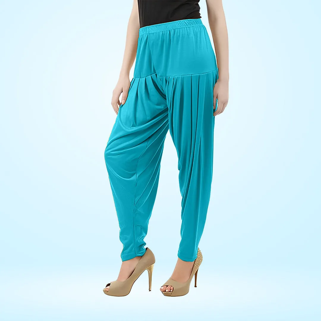 Soft and Stylish Viscose Rayon Patiala Pants for Women - Turquoise Blue